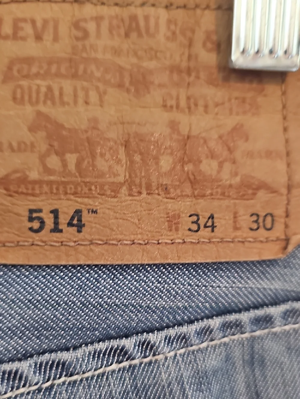 Levi's 514 Slim Straight Jeans Mens Size 34‎ Blue Flap Pocket Denim Cotton Blend